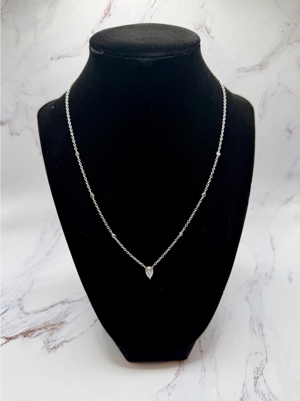 Sterling Silver 925 Pear Pendant Lab Diamond Necklace - Women Jewelry